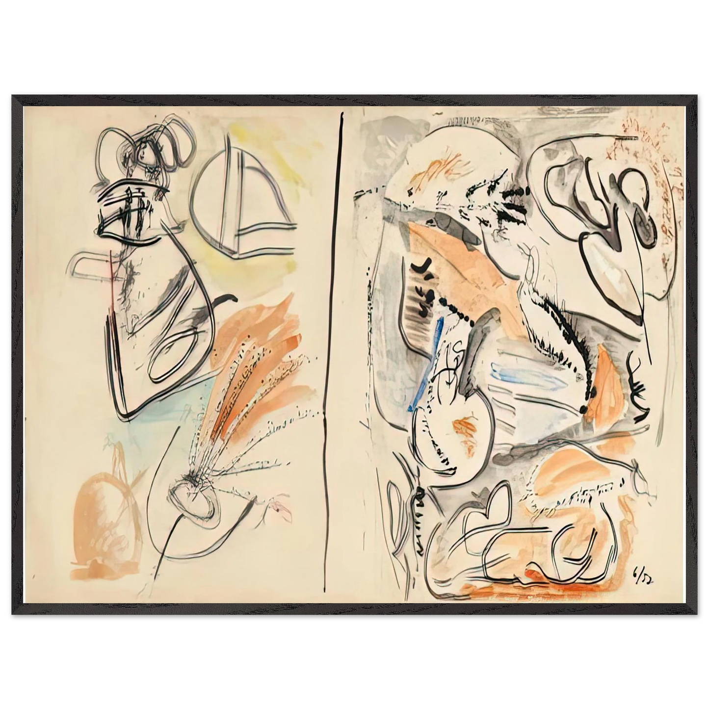 Helen Frankenthaler - Window Shade No. 2, 1952- Wall Art - 30x40 cm / 12x16 inches - Premium Wooden Framed Poster With Fine Art Paper-canvas - White frame