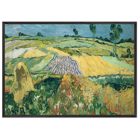 Wheatfields - Vincent van Gogh 70x100 cm / 28x40 inches Framed Art Print – Black Wooden Frame