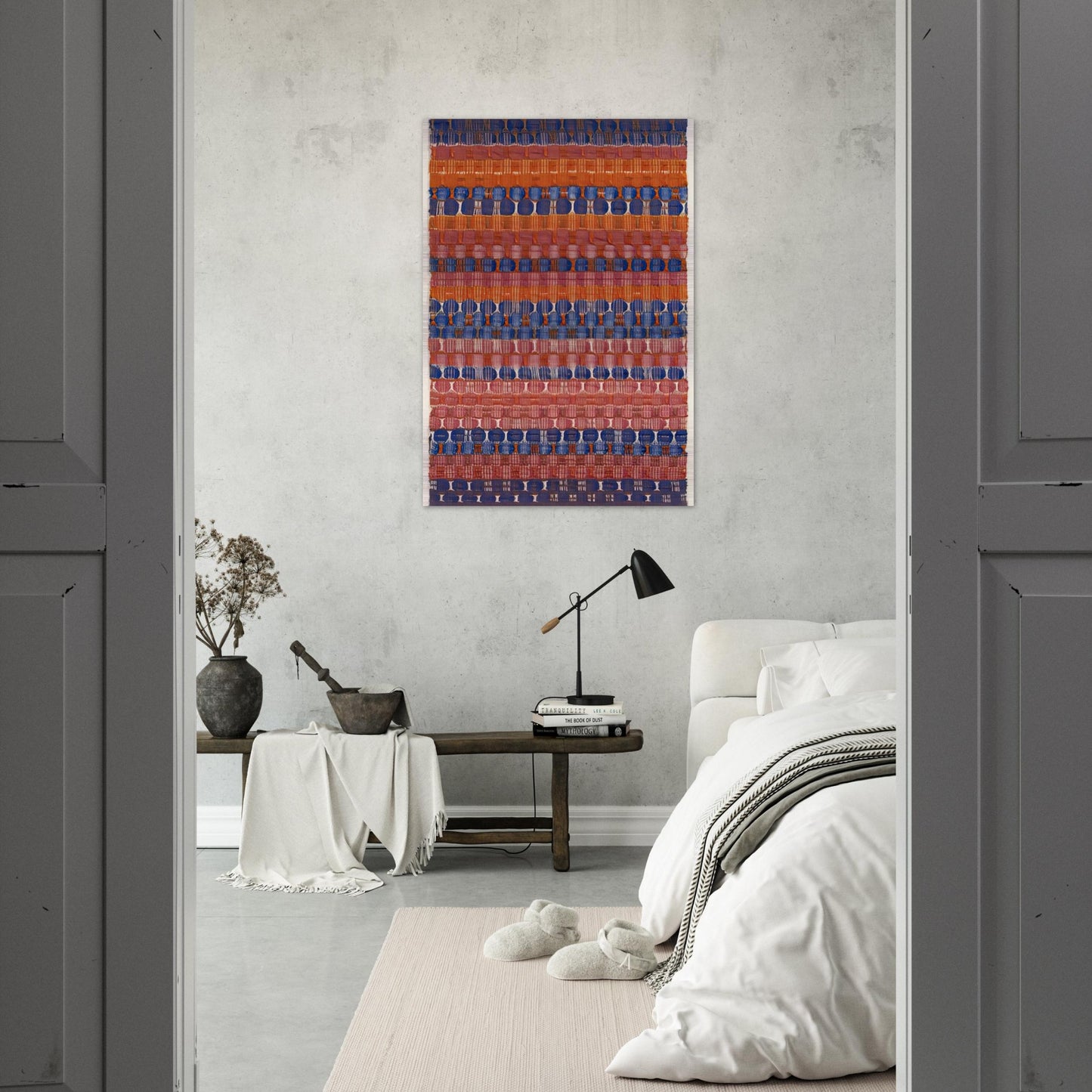 RED AND BLUE LAYERS 1954 - Anni Albers Brushed Aluminum Print - 70x100 cm / 28x40 inches | Anni Albers Aluminum Print | Anni Albers Prints
