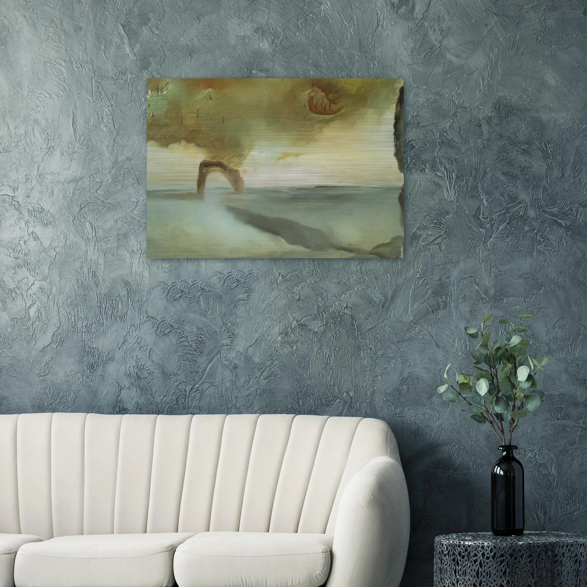 LANDSCAPE WITH ROCK IN THE SHAPE OF A TRIUMPHAL ARCH - Salvador Dali Brushed Aluminum Print - 70x100 cm / 28x40 inches | Salvador Dali Aluminum Print | Salvador Dali Prints