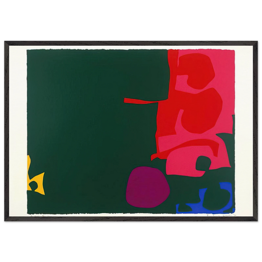 Interlocking Scarlet and Pink in Deep Green - 1970 - Patrick Heron 70x100 cm / 28x40 inches Framed Art Print – Black Wooden Frame