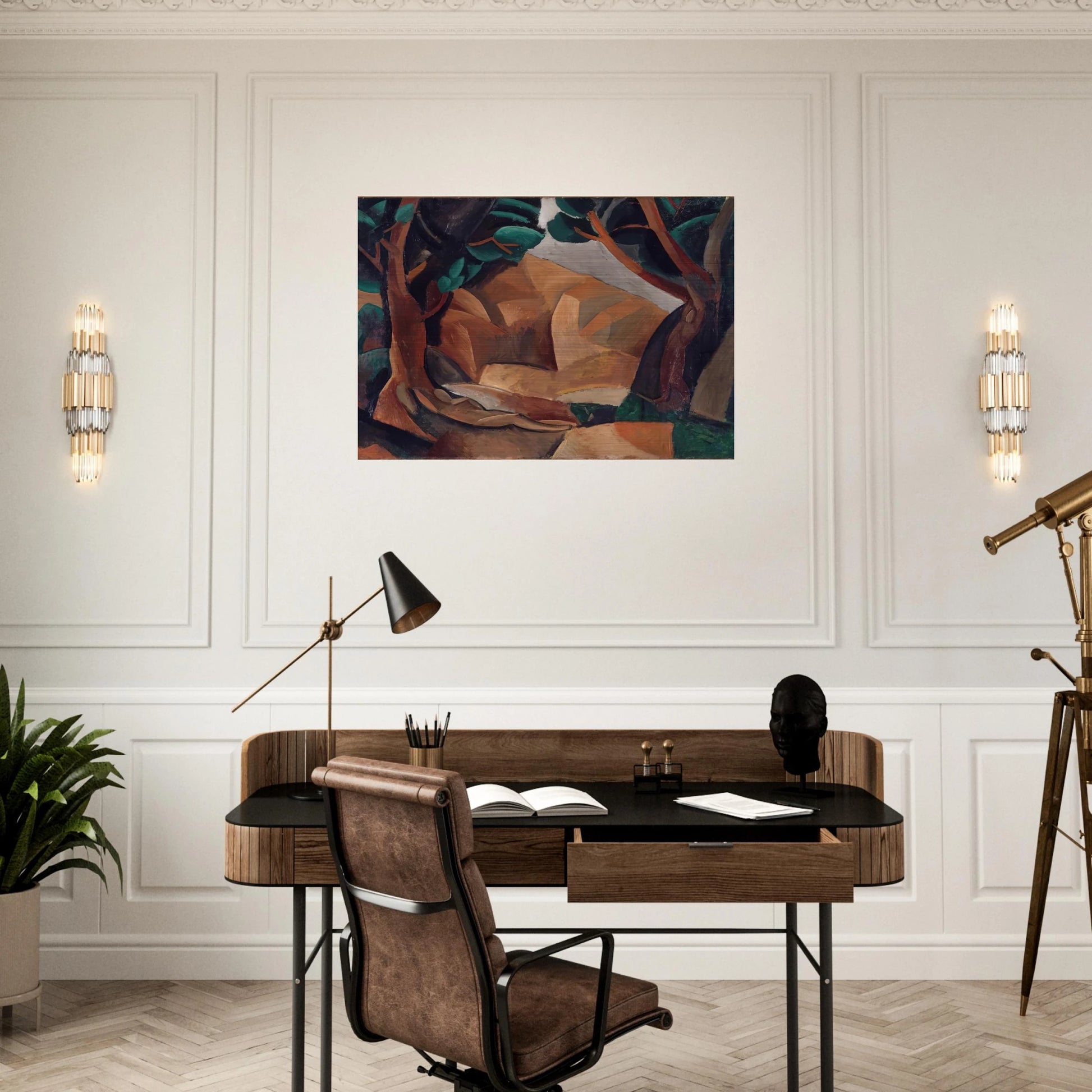 Paysage aux deux figures - 1908  France - Pablo Picasso Brushed Aluminum Print - 70x100 cm / 28x40 inches | Pablo Picasso Aluminum Print | Pablo Picasso Prints