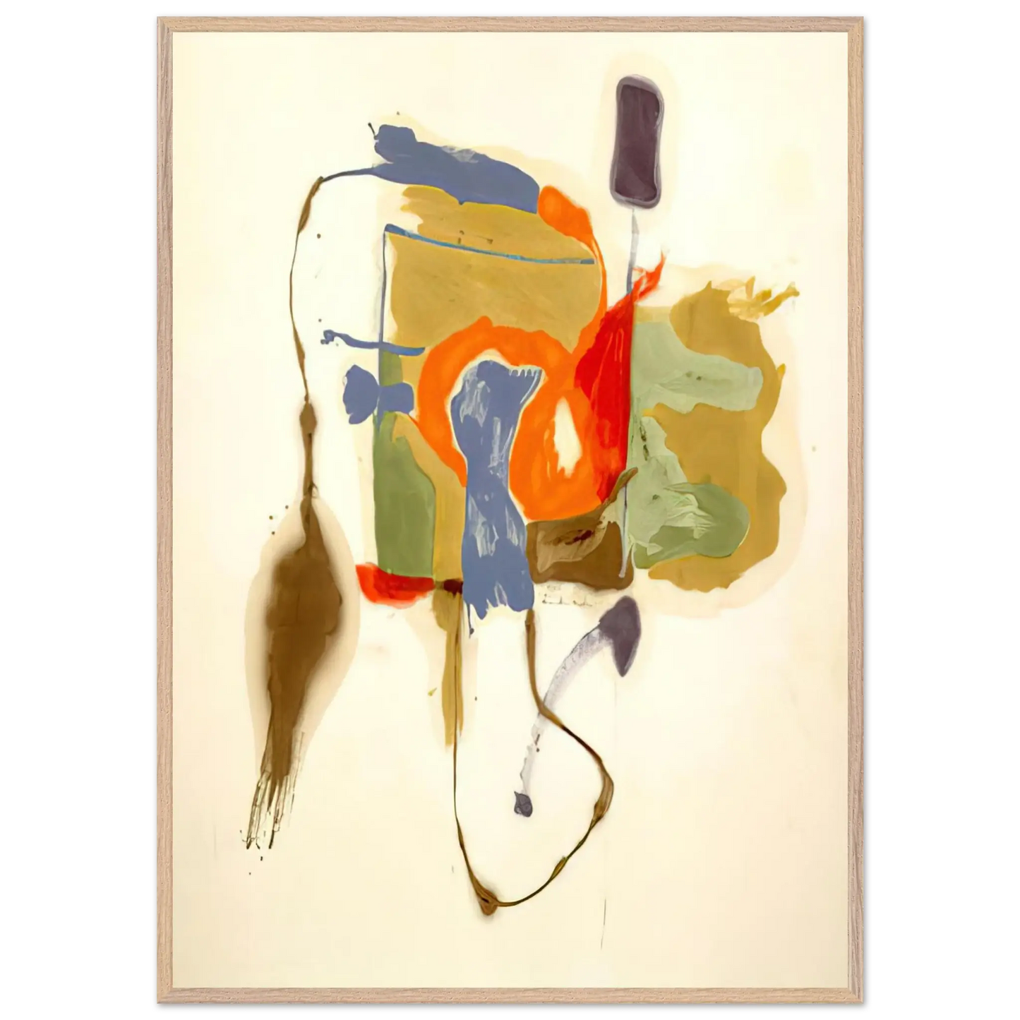 Helen Frankenthaler - Blue Form in a Scene - 1961 Wall art - 27x35 cm / 11x14 Inches - Premium Wooden Framed Poster With Fine Art Paper - Wood frame