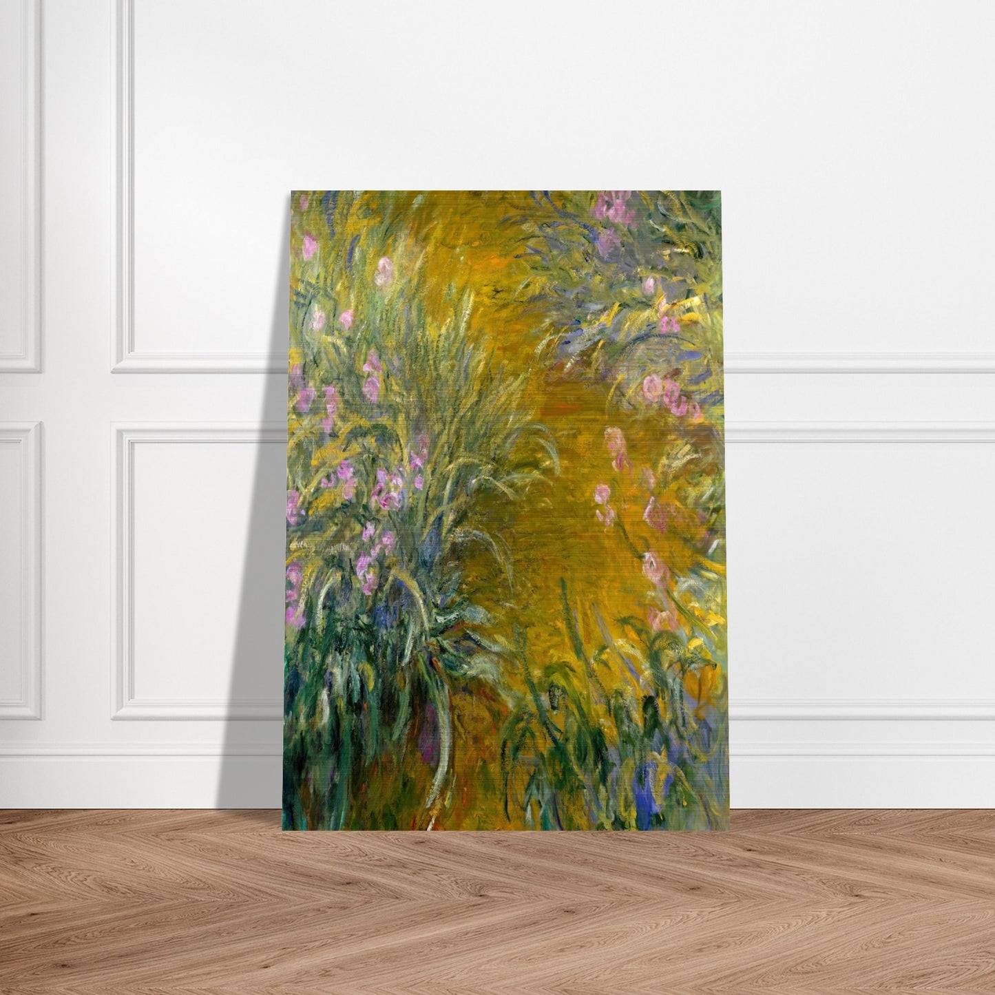Path through the Irises 01 - claude monet Brushed Aluminum Print - 70x100 cm / 28x40 inches | claude monet Aluminum Print | claude monet Prints