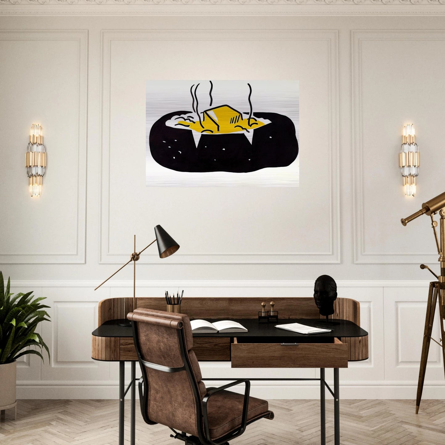 BAKED POTATO 1962 1 - Roy Lichtenstein Brushed Aluminum Print - 70x100 cm / 28x40 inches | Roy Lichtenstein Aluminum Print | Roy Lichtenstein Prints