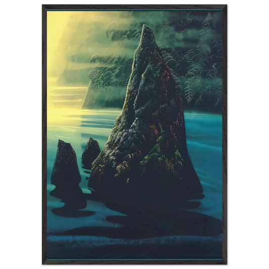 The Rock - Eyvind Earle 70x100 cm / 28x40 inches Framed Art Print – Black Wooden Frame