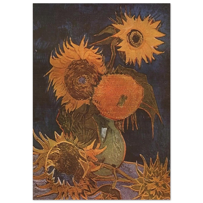 Still Life Vase with Five Sunflowers - Vincent van Gogh Brushed Aluminum Print - 70x100 cm / 28x40 inches | Vincent van Gogh Aluminum Print | Vincent van Gogh Prints