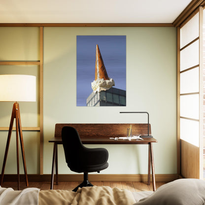 DROPPED CONE COLLABORATION WITH VAN BRUGGEN 2001 - Claes Oldenburg Brushed Aluminum Print - 70x100 cm / 28x40 inches | Claes Oldenburg Aluminum Print | Claes Oldenburg Prints