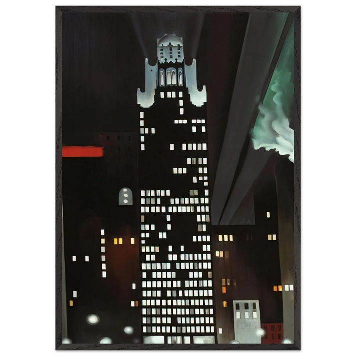 Radiator Building - Night New York - Georgia OKeeffe 70x100 cm / 28x40 inches Framed Art Print – Black Wooden Frame