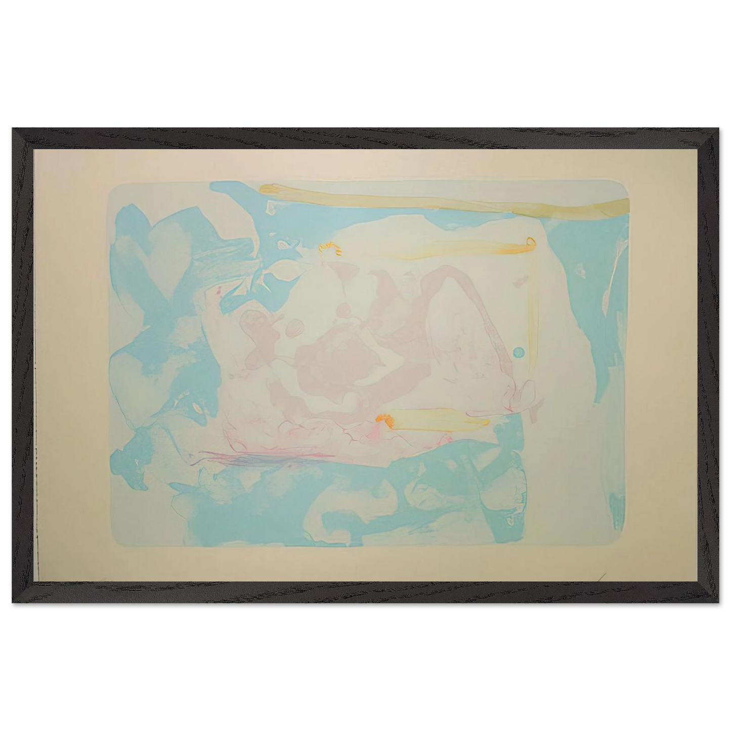 Helen Frankenthaler - Reflections III - 1995 Wall art - 28x43  cm / XL (11x17 inches) - Premium Wooden Framed Poster With Fine Art Paper-canvas - Black frame