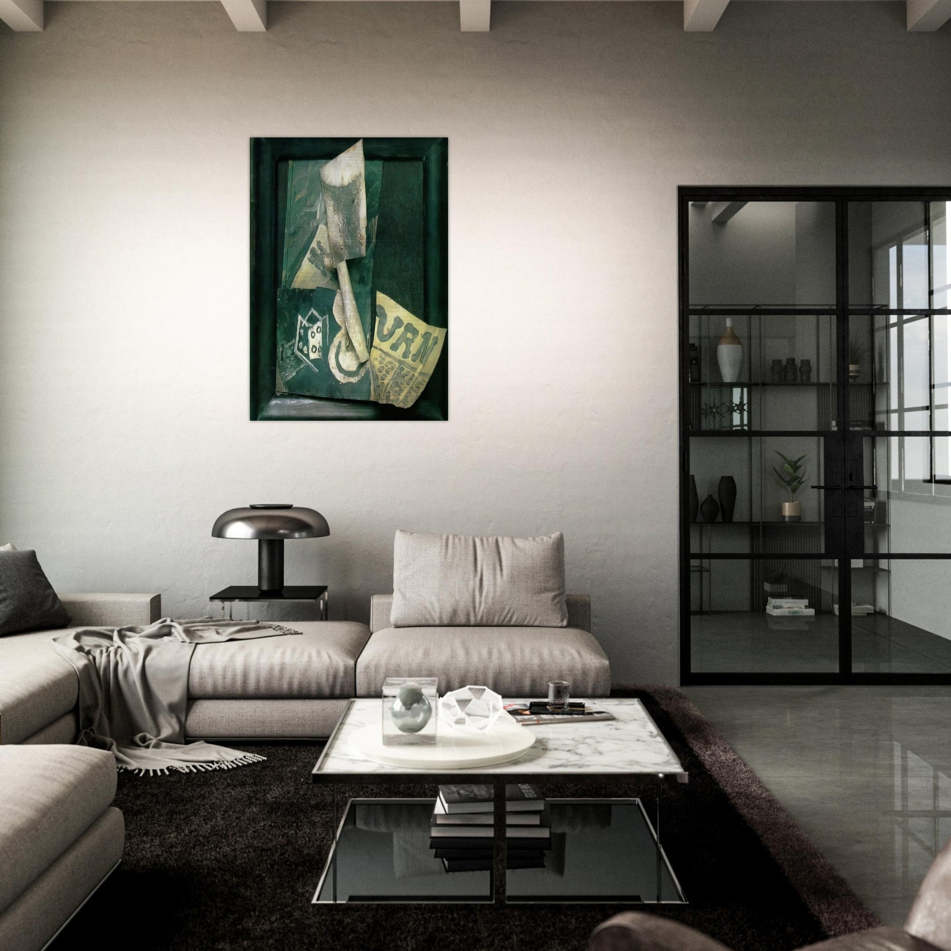 Glass and newspaper - Pablo Picasso Brushed Aluminum Print - 70x100 cm / 28x40 inches | Pablo Picasso Aluminum Print | Pablo Picasso Prints