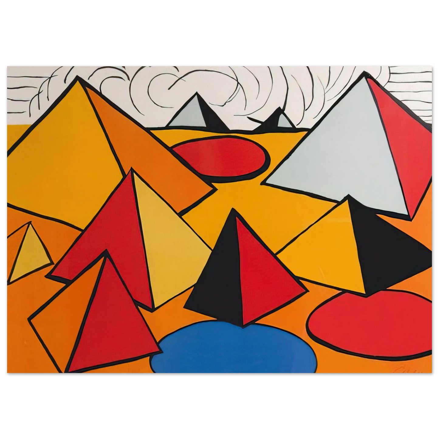 Alexander Calder - PRYAMIDS AND CLOUDS 1970 Fine Art Poster