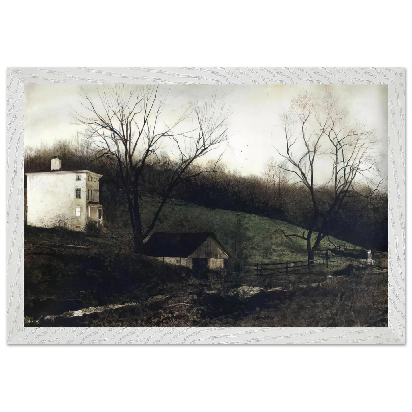 Andrew Wyeth - EVENING AT KUERNERS Wall Art - 30x40 cm / 12x16 inches - Premium Wooden Framed Poster With Fine Art Paper-canvas - Wood frame