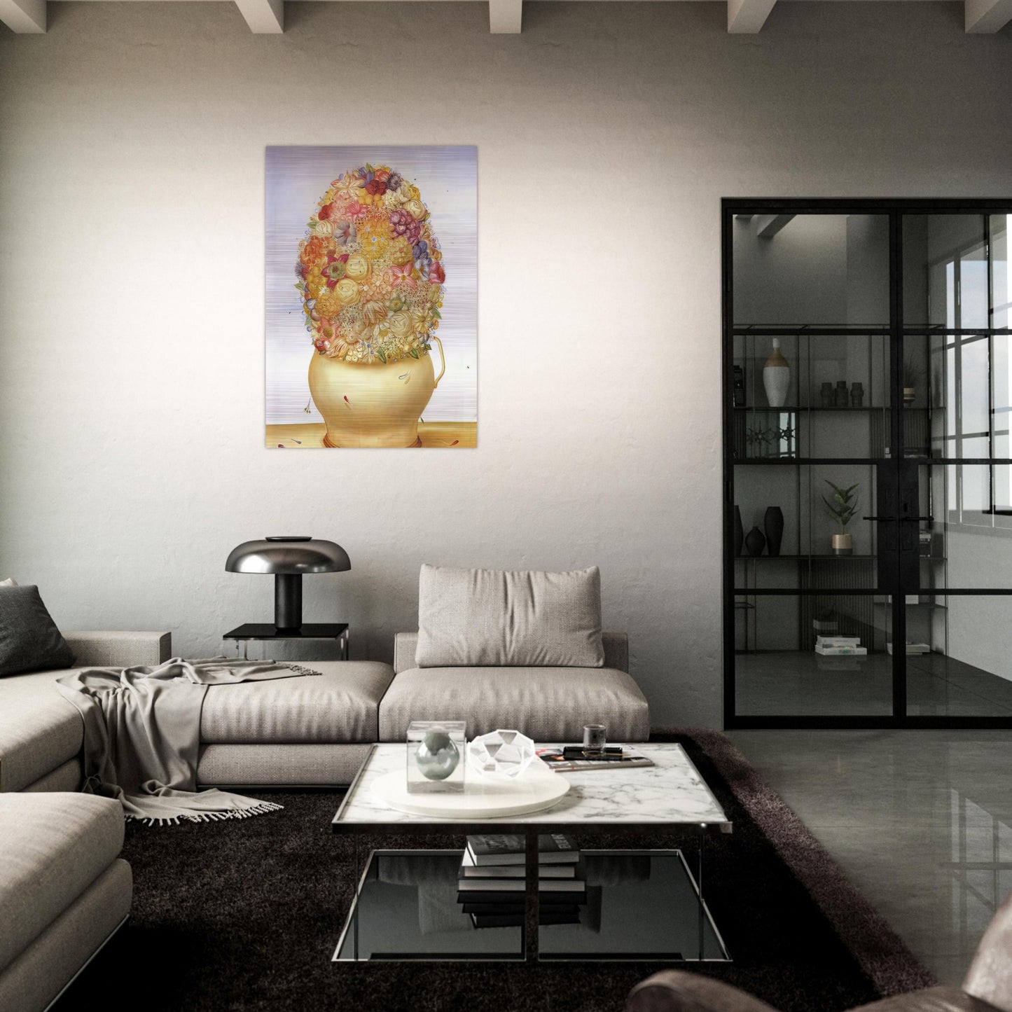 FLOWER POT - Fernando Botero Brushed Aluminum Print - 70x100 cm / 28x40 inches | Fernando Botero Aluminum Print | Fernando Botero Prints
