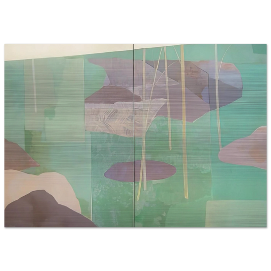 Young Bamboo Diptych - Abstract Expressionism - Kenzo Okada Brushed Aluminum Print - 70x100 cm / 28x40 inches | Kenzo Okada Aluminum Print | Kenzo Okada Prints