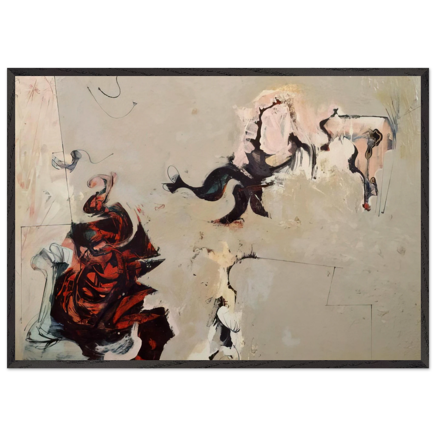 Untitled - 1959 N13 - Hassel Smith 70x100 cm / 28x40 inches Framed Art Print – Black Wooden Frame
