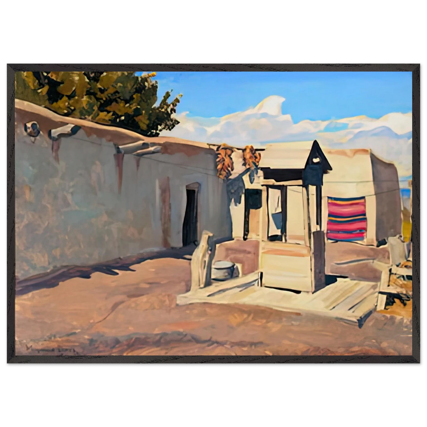 Maynard Dixon - OLD PATIO 1931 Wall art - 50x70 cm / 20x28 inches - Premium Wooden Framed Poster With Fine Art Paper-canvas - White frame