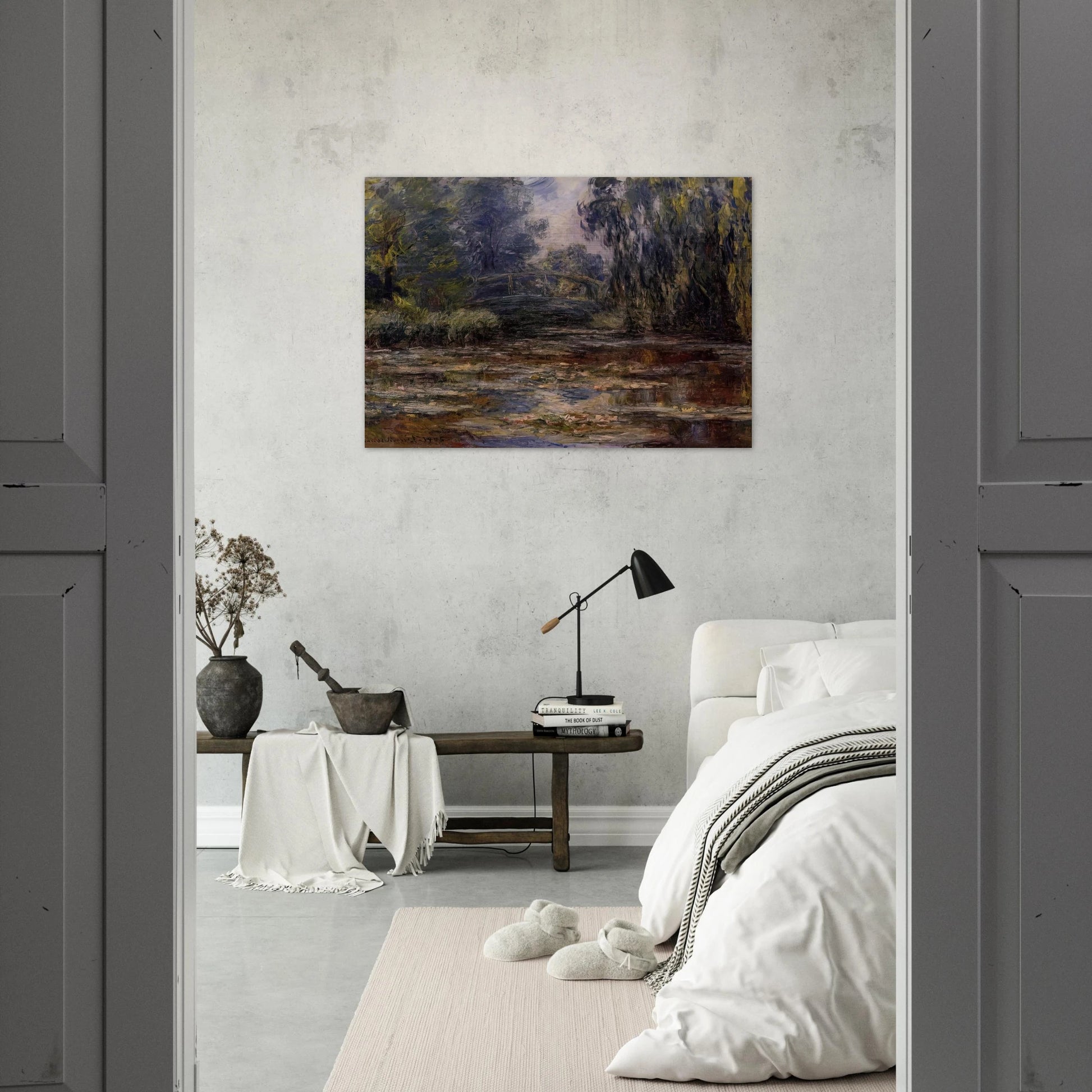 The Water Lily Pond and Bridge - claude monet Brushed Aluminum Print - 70x100 cm / 28x40 inches | claude monet Aluminum Print | claude monet Prints