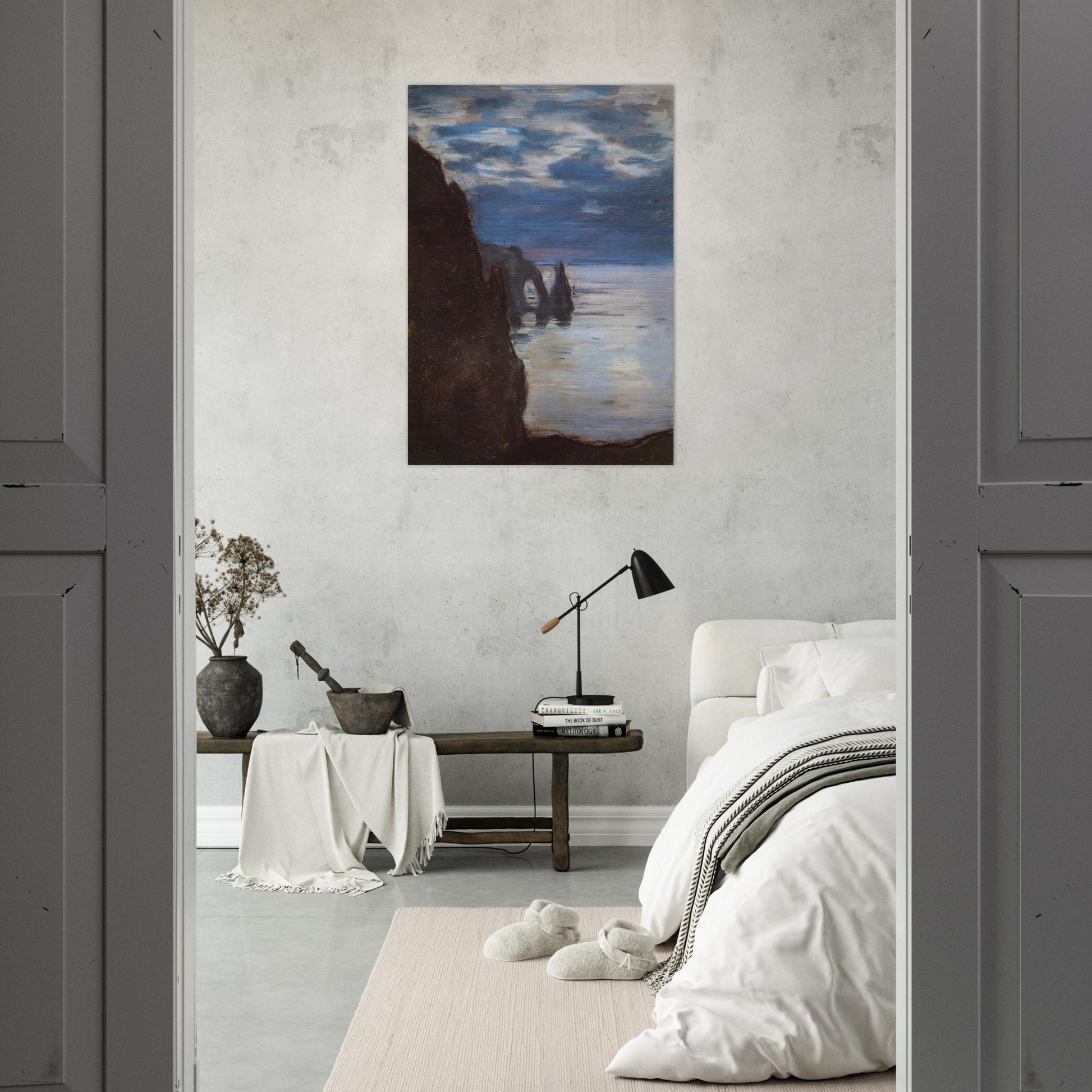 Etretat, the Needle Rock and Porte d'Aval - claude monet Brushed Aluminum Print - 70x100 cm / 28x40 inches | claude monet Aluminum Print | claude monet Prints