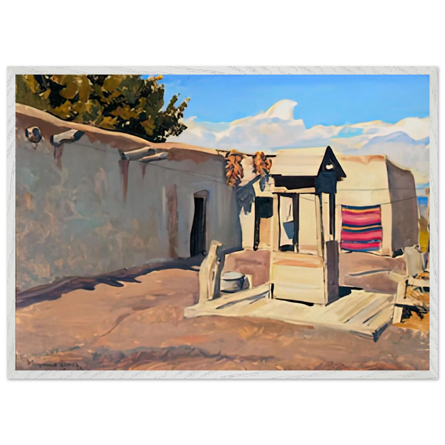 Maynard Dixon - OLD PATIO 1931 Wall art - 13x18 cm / 5x7 inches - Premium Wooden Framed Poster With Fine Art Paper-canvas - White frame