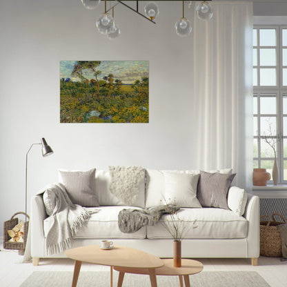 Sunset at Montmajour - Vincent van Gogh Brushed Aluminum Print - 70x100 cm / 28x40 inches | Vincent van Gogh Aluminum Print | Vincent van Gogh Prints