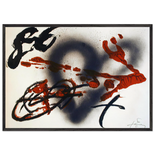 COEUR ET FLECHE 1985 - Antoni Tapies 70x100 cm / 28x40 inches Framed Art Print – Black Wooden Frame
