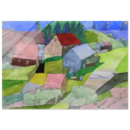 Häuser im Schwarzwald - Naïve Art Primitivism - Johannes Itten Acrylic Print - 70x100 cm / 28x40″ inches