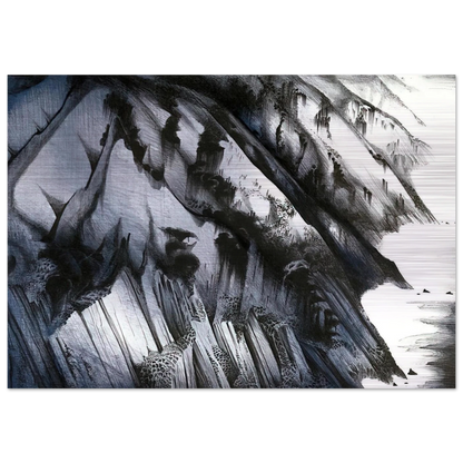 Cliffs of Darkness - Eyvind Earle Brushed Aluminum Print - 70x100 cm / 28x40 inches | Eyvind Earle Aluminum Print | Eyvind Earle Prints