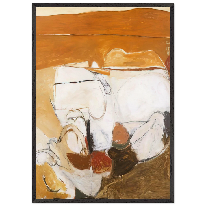 Untitled Warm Painting - 1961 - Brett Whiteley 70x100 cm / 28x40 inches Framed Art Print – Black Wooden Frame