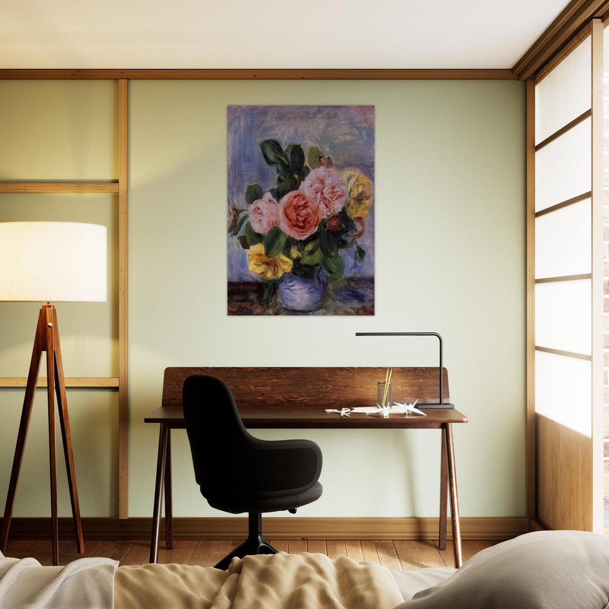Roses in a Vase - Pierre-Auguste Renoir Brushed Aluminum Print - 70x100 cm / 28x40 inches | Pierre-Auguste Renoir Aluminum Print | Pierre-Auguste Renoir Prints