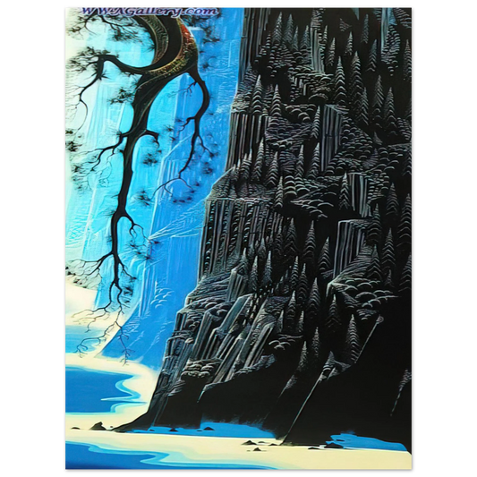 Eyvind Earle - Cliffs Ascending  75x100 cm / 30x40inches Fine Art Poster