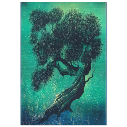 Solitary Bonsai - Eyvind Earle Brushed Aluminum Print - 70x100 cm / 28x40 inches | Eyvind Earle Aluminum Print | Eyvind Earle Prints