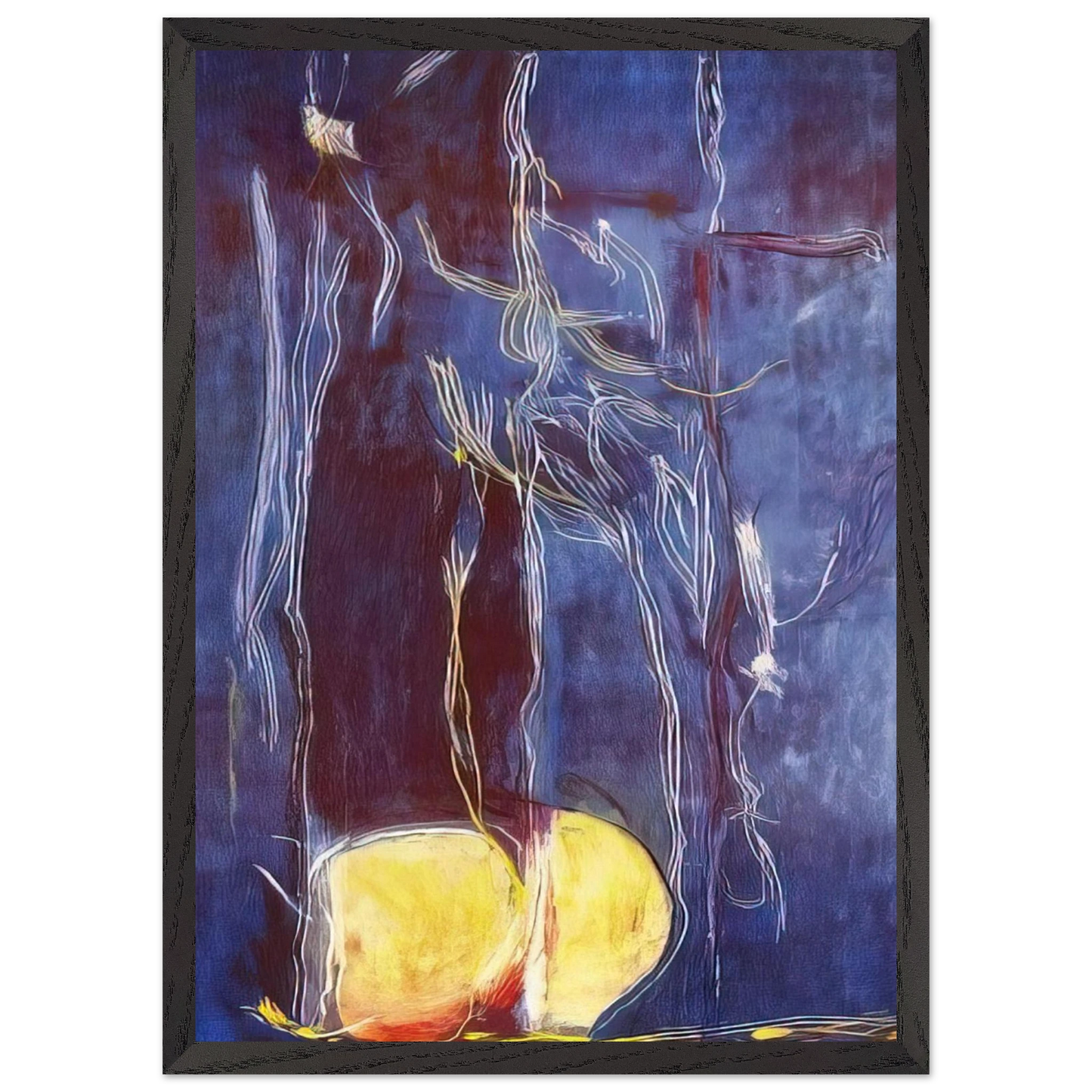 Helen Frankenthaler - All About Blue - 1994 Wall art - 40x50 cm / 16x20 inches - Premium Wooden Framed Poster With Fine Art Paper-canvas - Wood frame