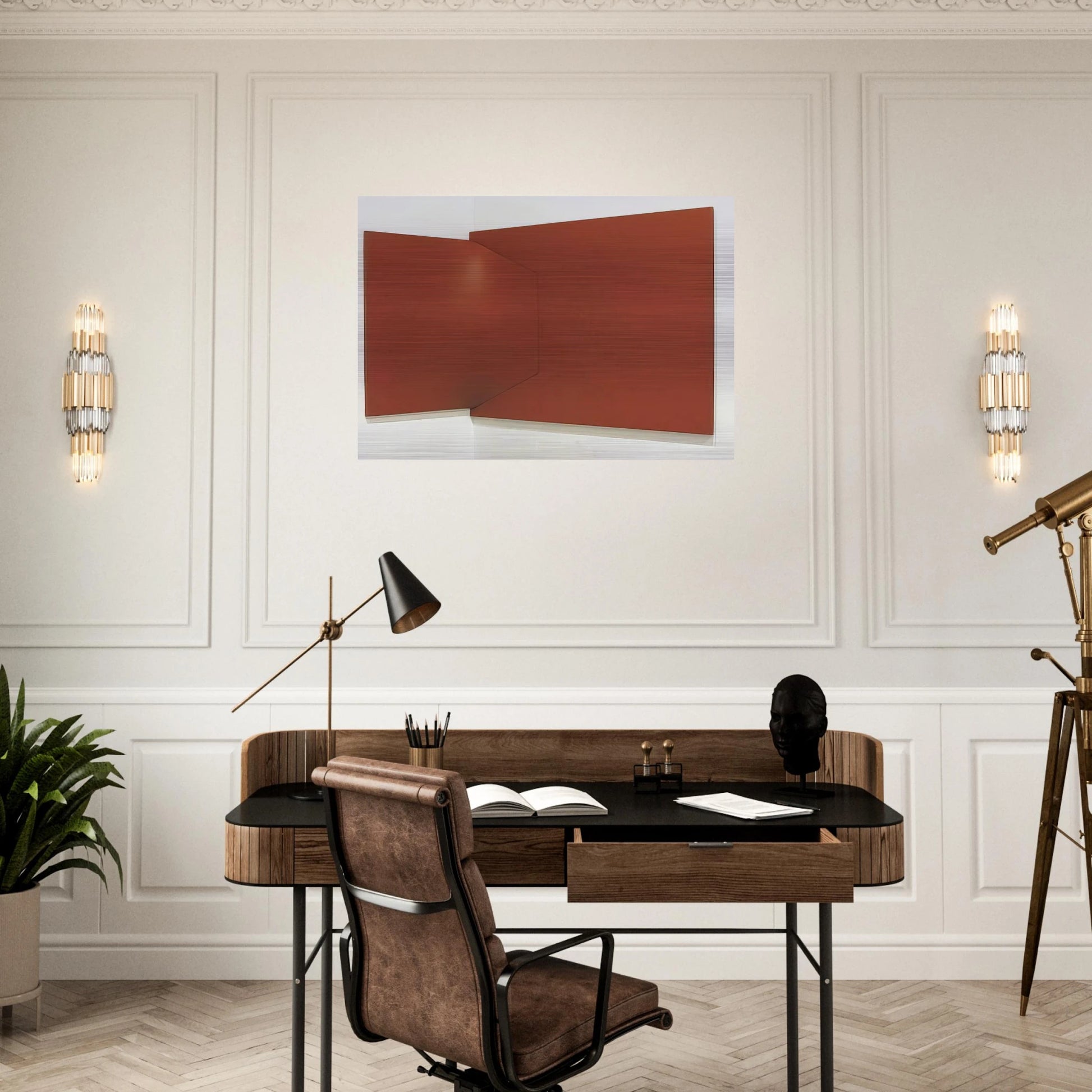 Dittico rosso - 1966 - Enrico Castellani Brushed Aluminum Print - 70x100 cm / 28x40 inches | Enrico Castellani Aluminum Print | Enrico Castellani Prints