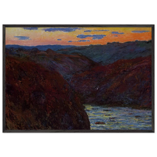 Valley of the Creuse Sunset - claude monet 70x100 cm / 28x40 inches Framed Art Print – Black Wooden Frame