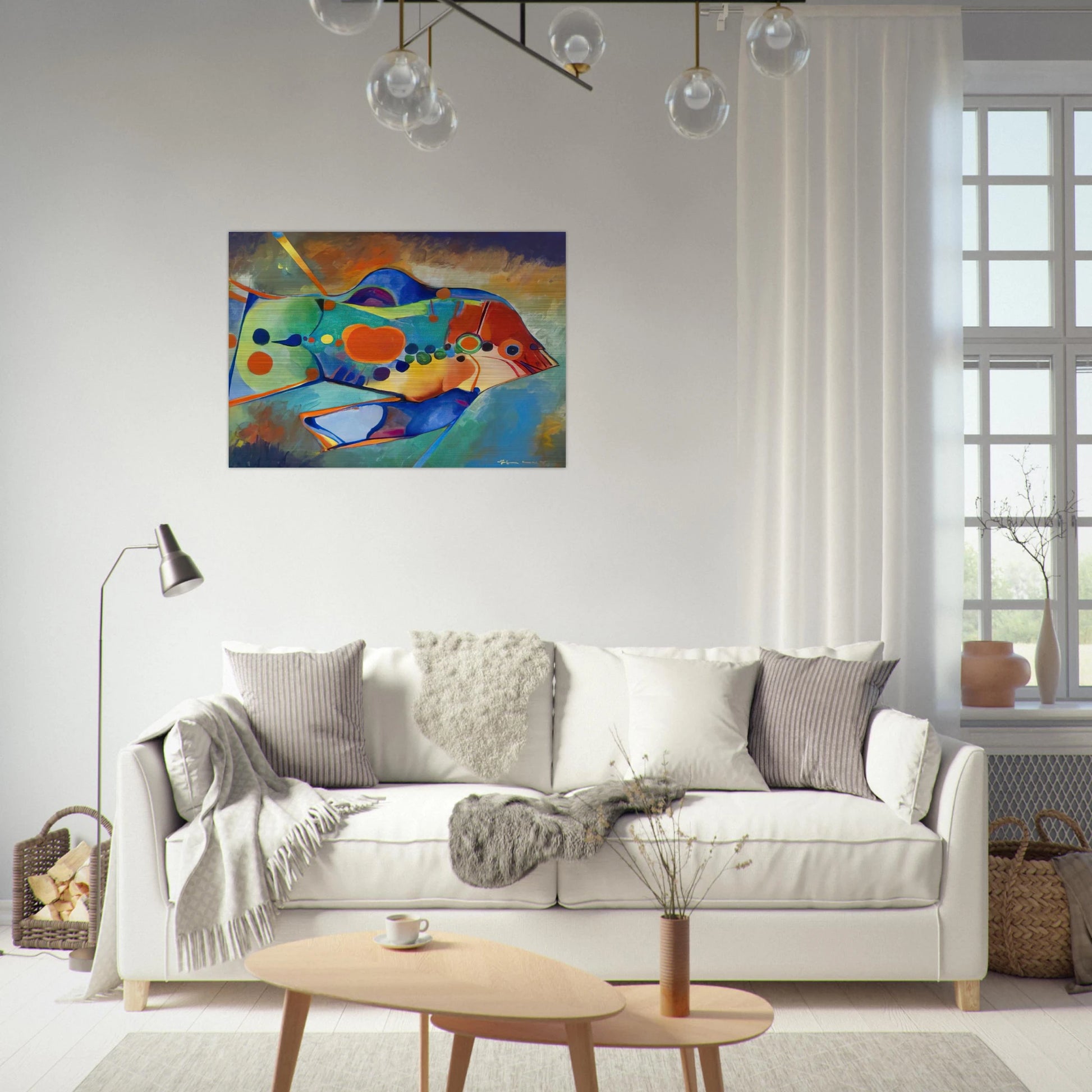 Fish - Naïve Art Primitivism - Aldemir Martins Brushed Aluminum Print - 70x100 cm / 28x40 inches | Aldemir Martins Aluminum Print | Aldemir Martins Prints