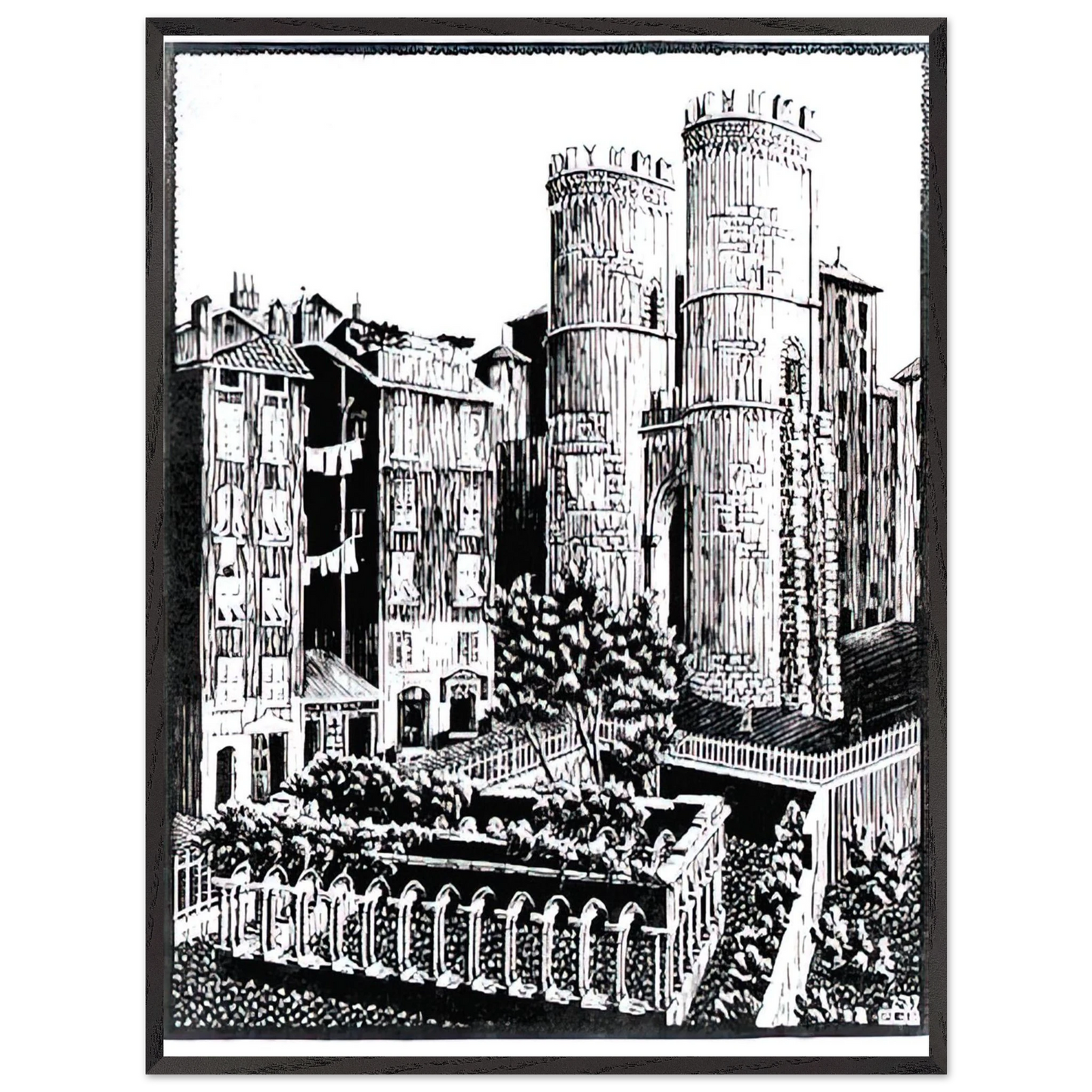 MC Escher - ESCHER (25) Wall Art - 21x29.7 cm / 8x12" - Premium Wooden Framed Poster With Fine Art Paper-canvas - Wood frame