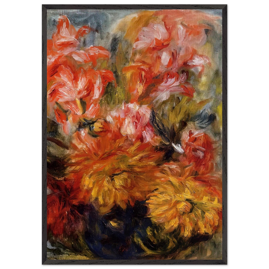 Gladiolas in a Blue Vase - Pierre-Auguste Renoir 70x100 cm / 28x40 inches Framed Art Print – Black Wooden Frame