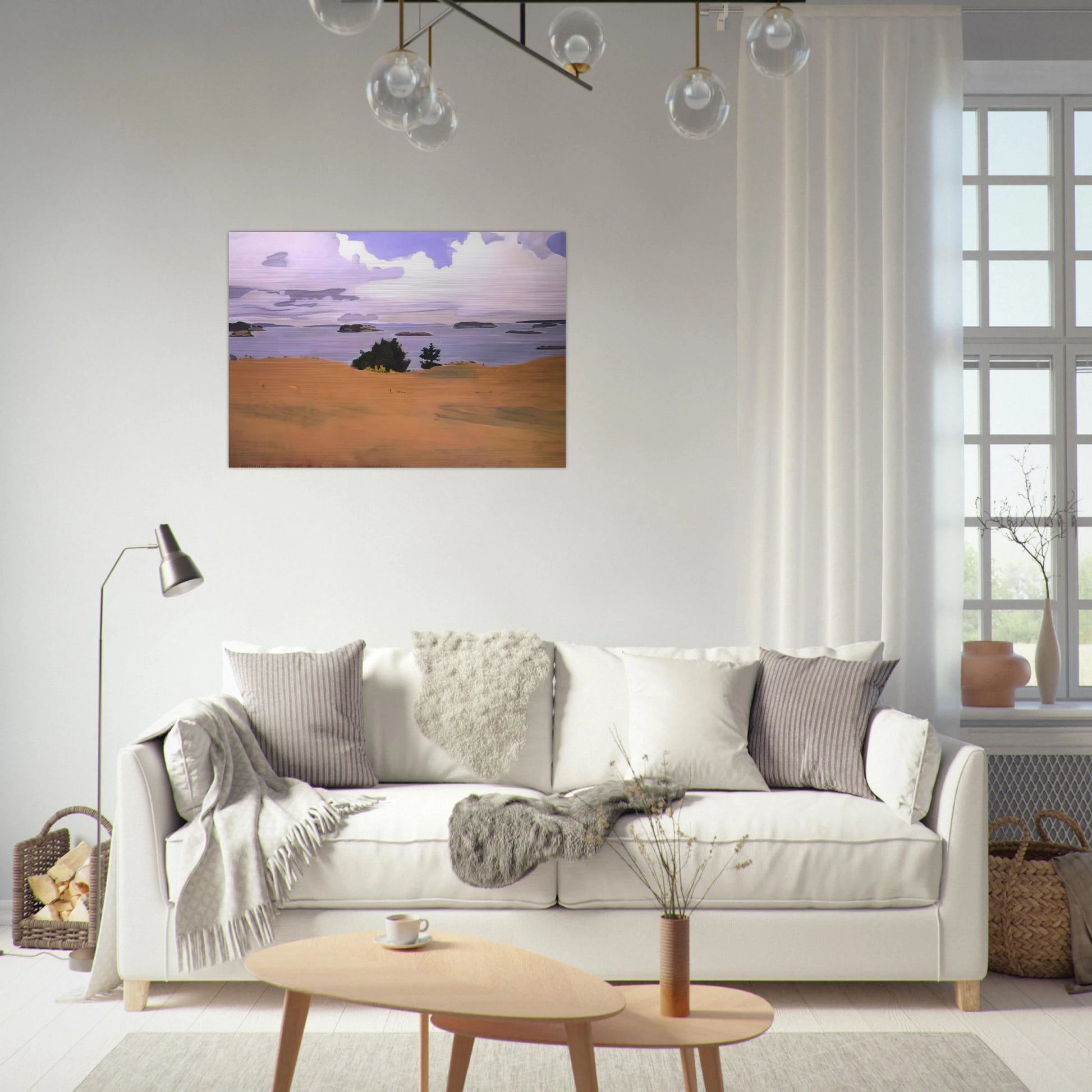 PENOBSCOT BAY WITH YELLOW FIELD 1968 - Fairfield Porter Brushed Aluminum Print - 70x100 cm / 28x40 inches | Fairfield Porter Aluminum Print | Fairfield Porter Prints