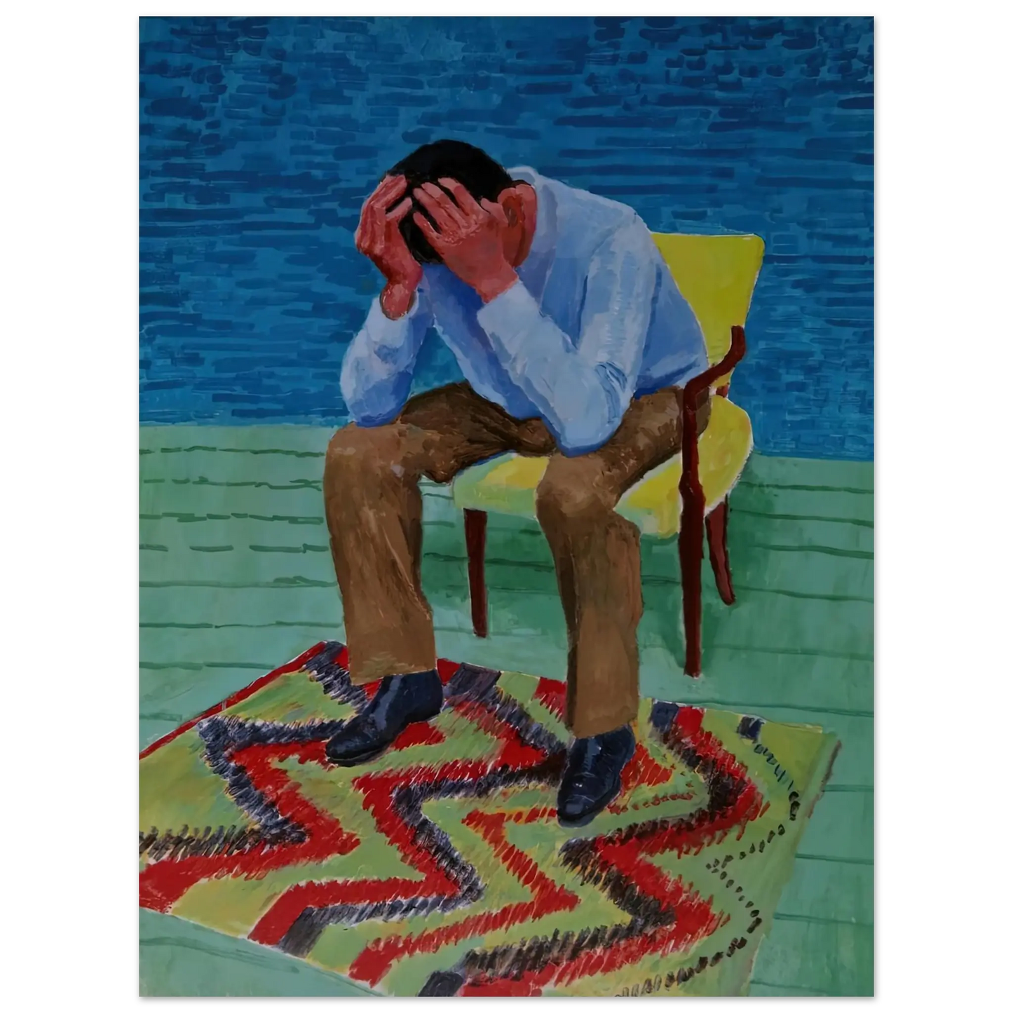 David Hockney - David Hockney Wall art - 28x43  cm / XL (11x17 Inches) - Premium Wooden Framed Poster With Fine Art Paper - Wood frame