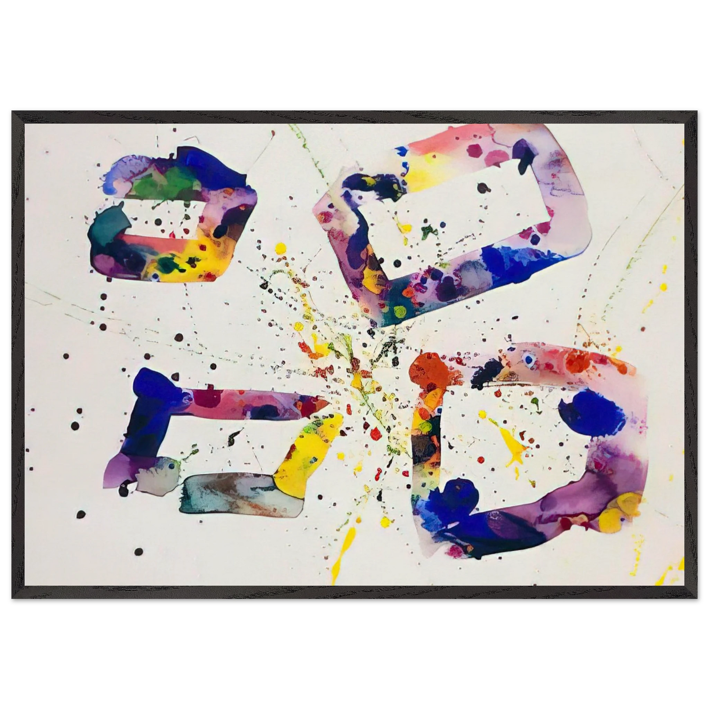 Untitled  SF74-189  - Sam Francis 70x100 cm / 28x40 inches Framed Art Print – Black Wooden Frame