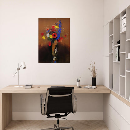 WILD FLOWERS IN A LONG NECKED VASE - Odilon Redon Brushed Aluminum Print - 70x100 cm / 28x40 inches | Odilon Redon Aluminum Print | Odilon Redon Prints
