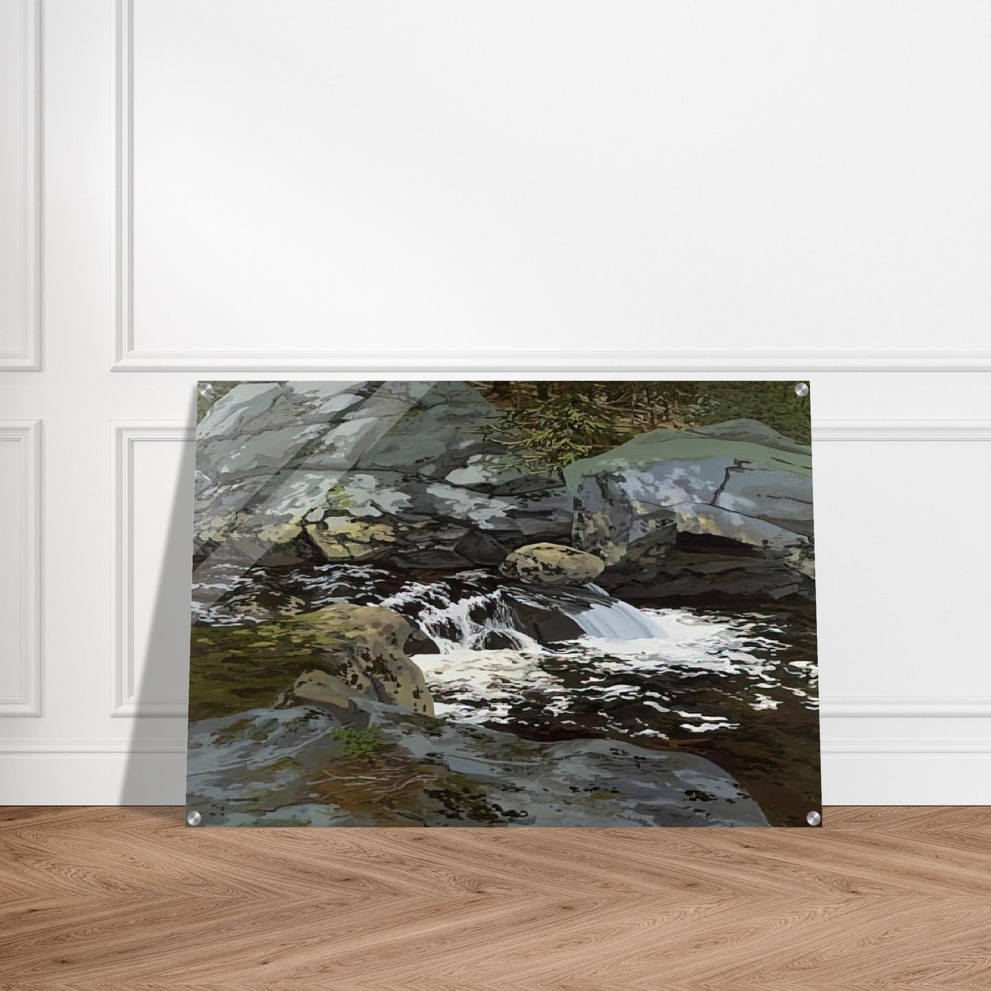 Cascade - 1974 - Neil Welliver Acrylic Print - 70x100 cm / 28x40″ inches | Neil Welliver Wall Art | Neil Welliver Prints