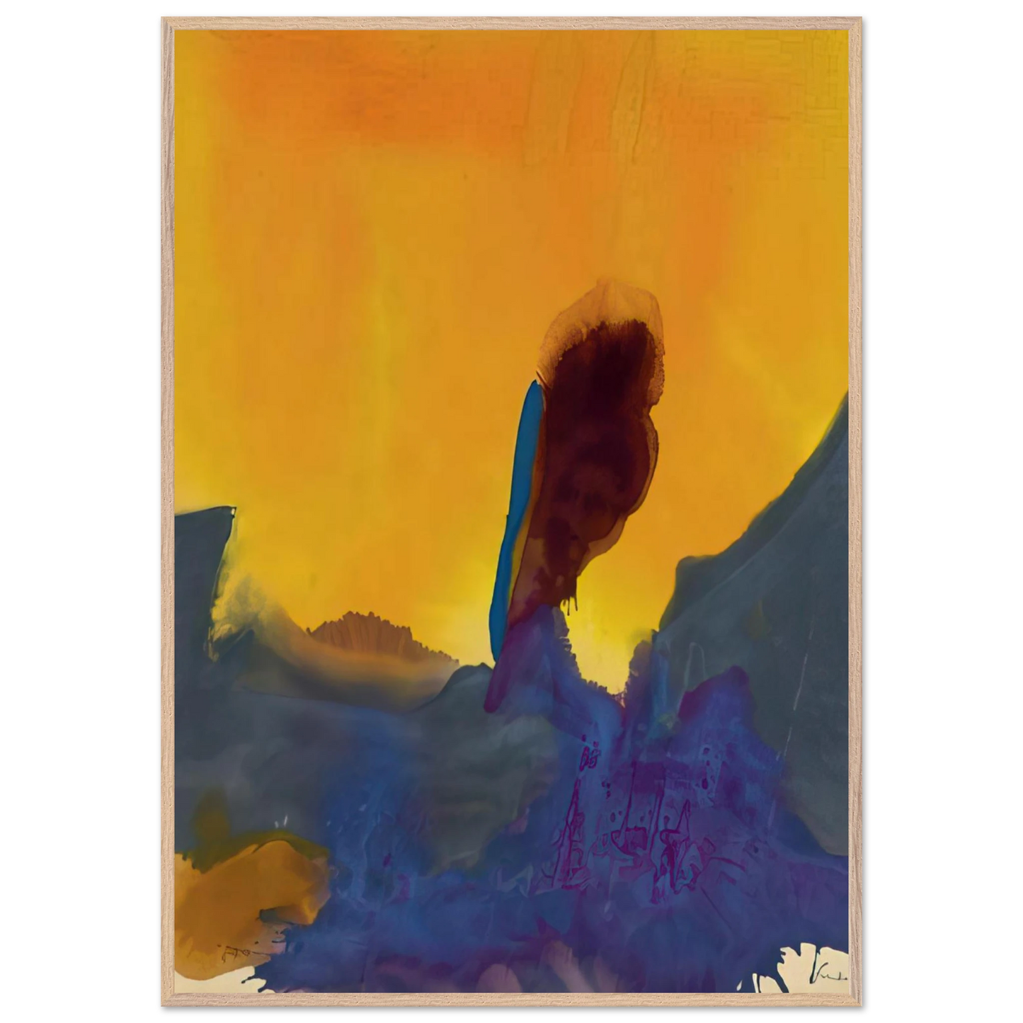 Helen Frankenthaler - Glow II - 1968 Wall art - 30x45 cm / 12x18 inches - Premium Wooden Framed Poster With Fine Art Paper-canvas - Black frame