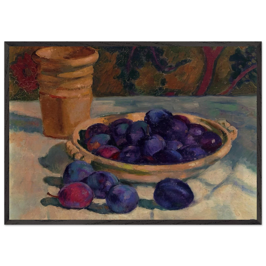 STILL LIFE WITH PLUMS 1926 - Theo van Rysselberghe 70x100 cm / 28x40 inches Framed Art Print – Black Wooden Frame