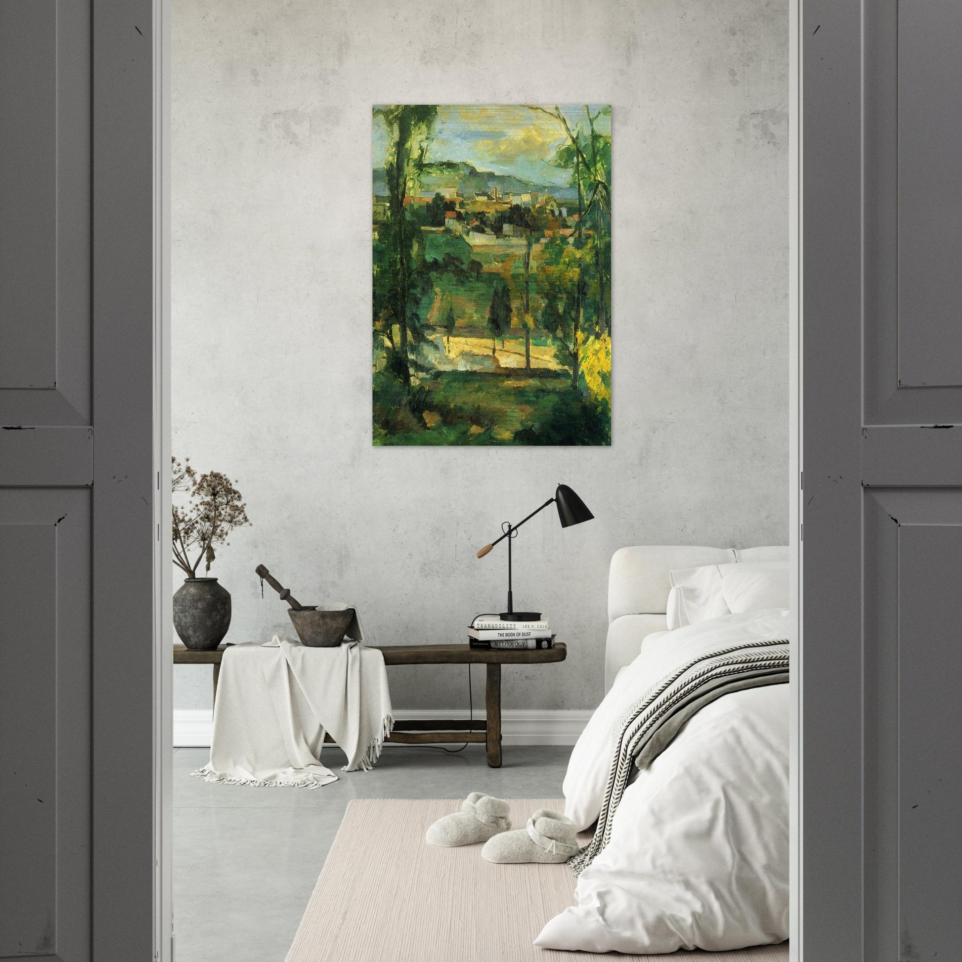 Village behind Trees - Paul Cézanne Brushed Aluminum Print - 70x100 cm / 28x40 inches | Paul Cézanne Aluminum Print | Paul Cézanne Prints