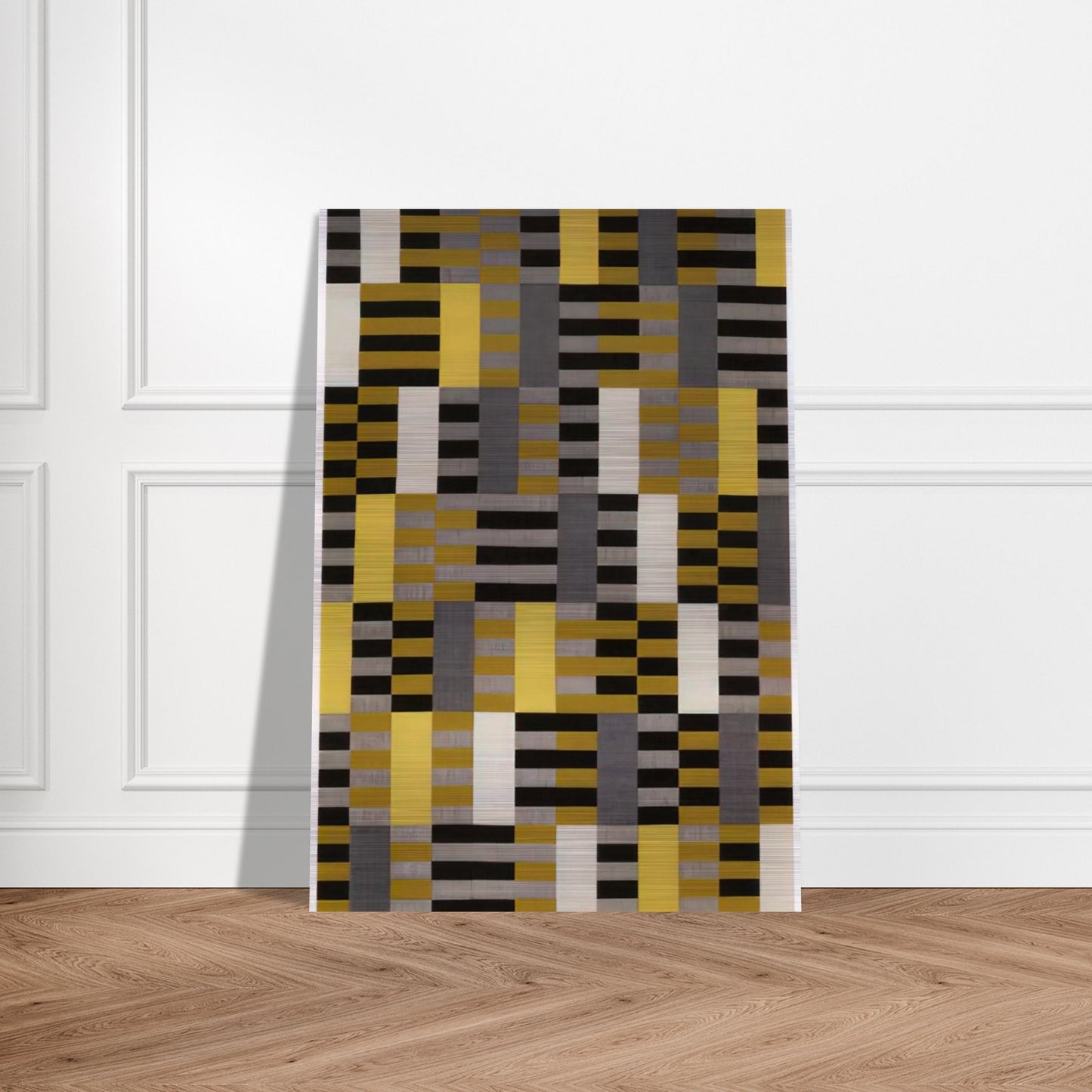 BLACK WHITE YELLOW 1926 - Anni Albers Brushed Aluminum Print - 70x100 cm / 28x40 inches | Anni Albers Aluminum Print | Anni Albers Prints