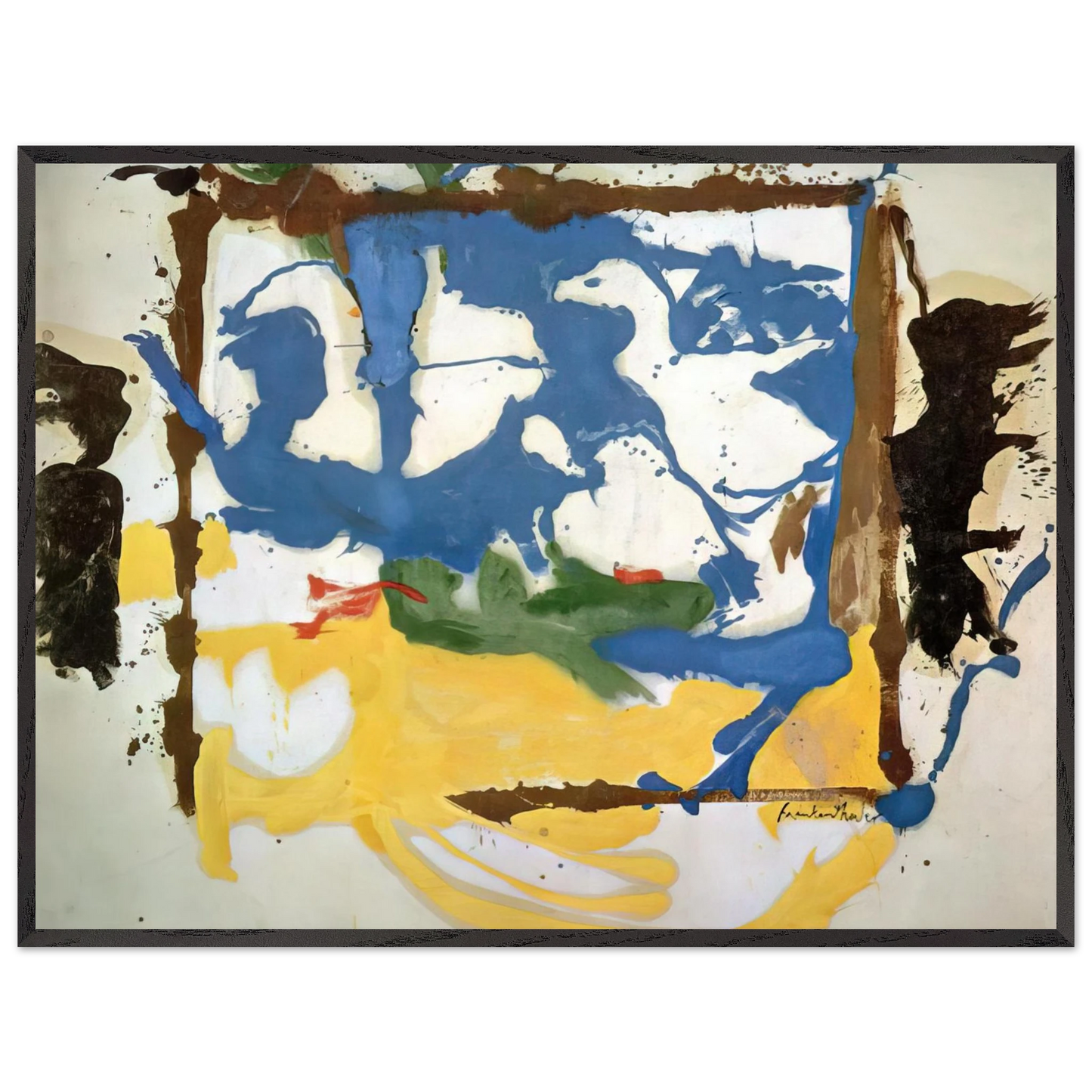 Helen Frankenthaler - Swan Lake #2 - 1961 Wall art - A3 (29.7 x 42  cm) - Premium Wooden Framed Poster With Fine Art Paper-canvas - Black frame