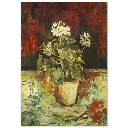 Geranium in a Flowerpot - Vincent van Gogh Brushed Aluminum Print - 70x100 cm / 28x40 inches | Vincent van Gogh Aluminum Print | Vincent van Gogh Prints