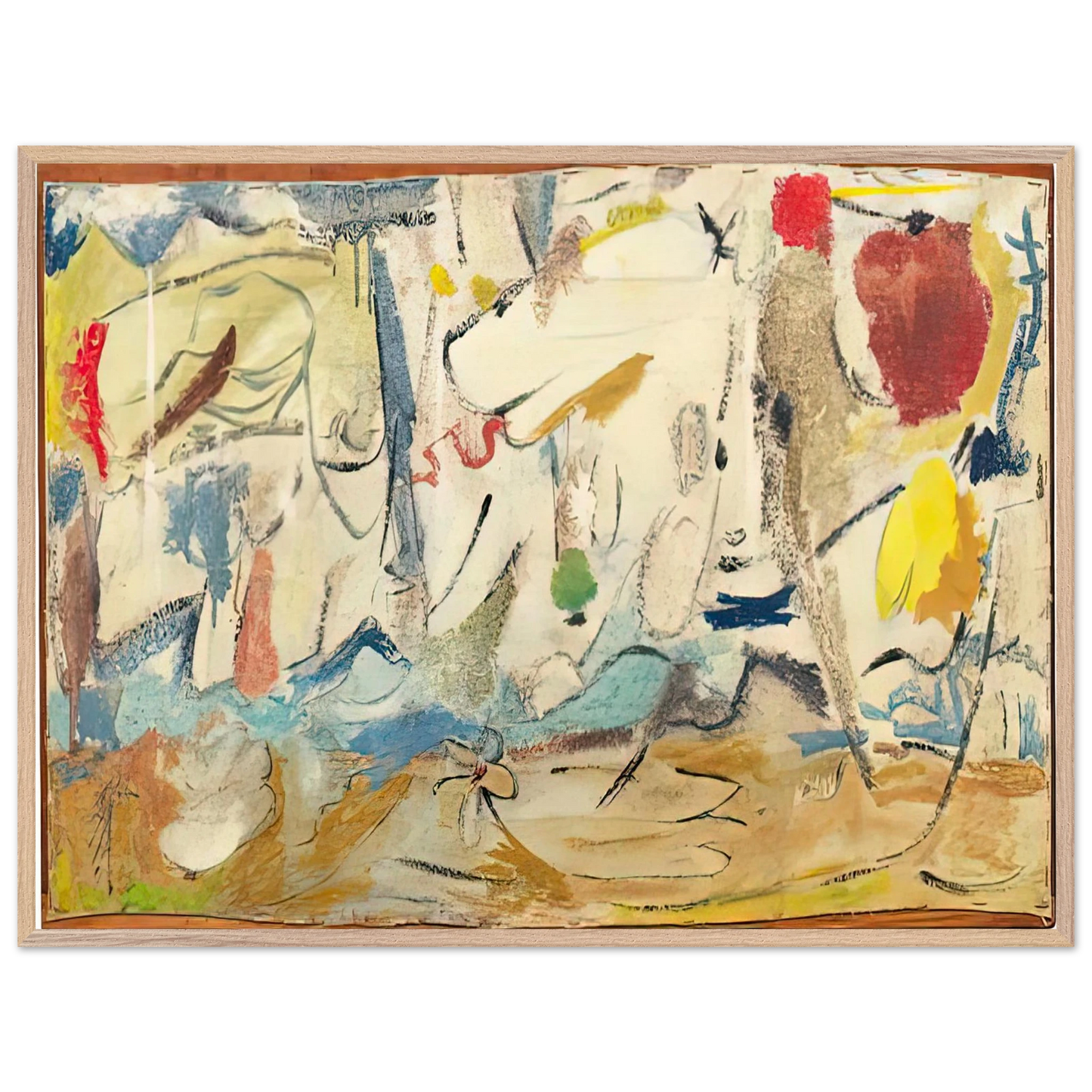 Helen Frankenthaler - Cloudscape, 1951- Wall Art - 60x80 cm / 24x32 inches - Premium Wooden Framed Poster With Fine Art Paper-canvas - White frame